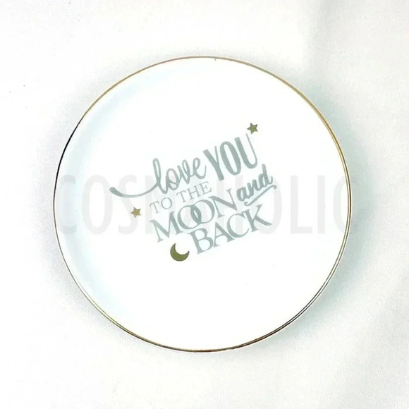 Jewelry Trinket Tray Decorated Love You to the Moon and Back Print Gold Decor - Picture 1 of 2